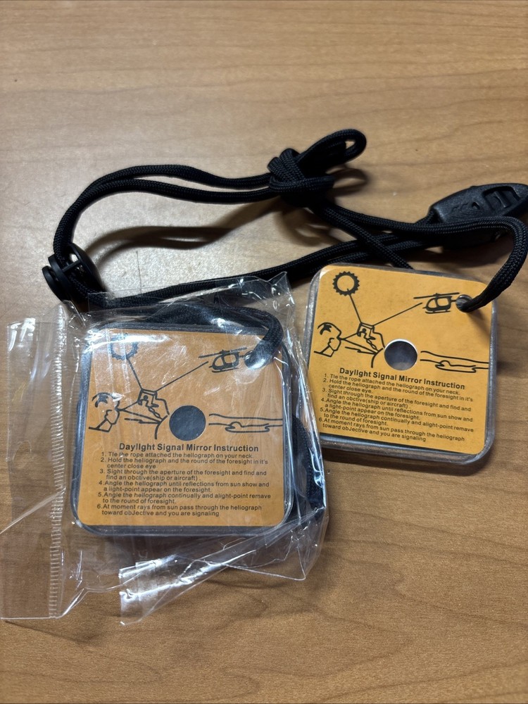 2 Emergency/Survival: 2.25″ x 2.25″ Signal Mirror, w/Sighting Hole & Lanyard