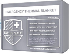 25 Pack – SWISS+SAFE Emergency Blanket SILVER Winter Survival Blanket 52 x 82″