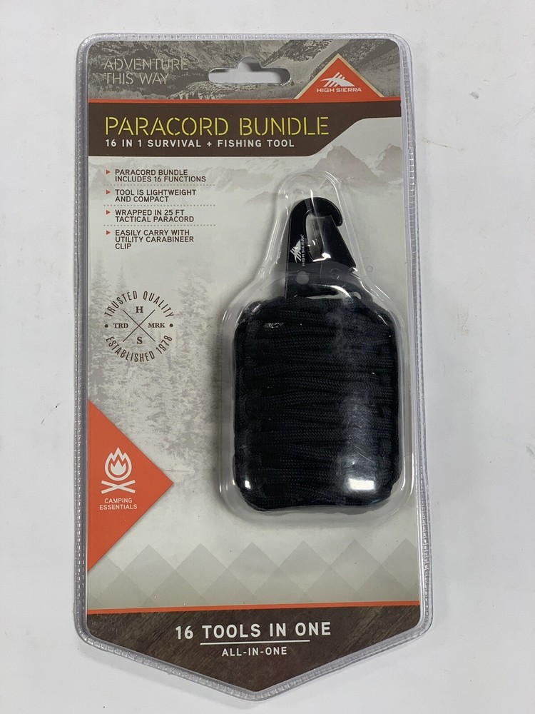High Sierra Brand Paracord Bundle 16 in 1 Survival & Fishing Tool | New – SEALED