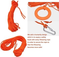 Life Ring Buoy Boat Safety Throw Ring with Water Floating Lifesaving Rope 98….