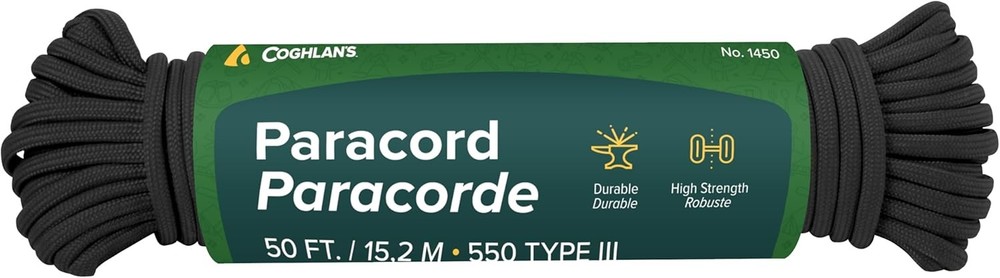 Coghlan’s 50 ft Nylon Paracord – Type III 550 Survival Rope with 7 Core Strands,