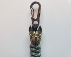 FSC Lanyard UV Reactive Blue & Brown Paracord 550 w/ German Shepherd Bead & Clip