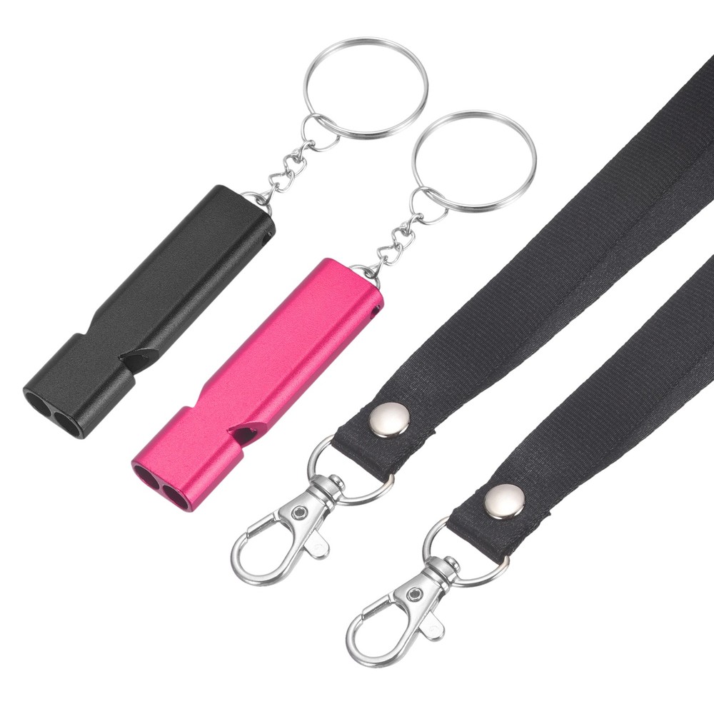 Emergency Whistle, 2 Pcs & Black/Rose Red – Fitting for (Outdoor Camping/Hiking)