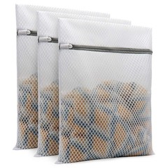 Muchfun 3Pcs Durable Honeycomb Mesh Laundry Bags for Delicates Medium, White