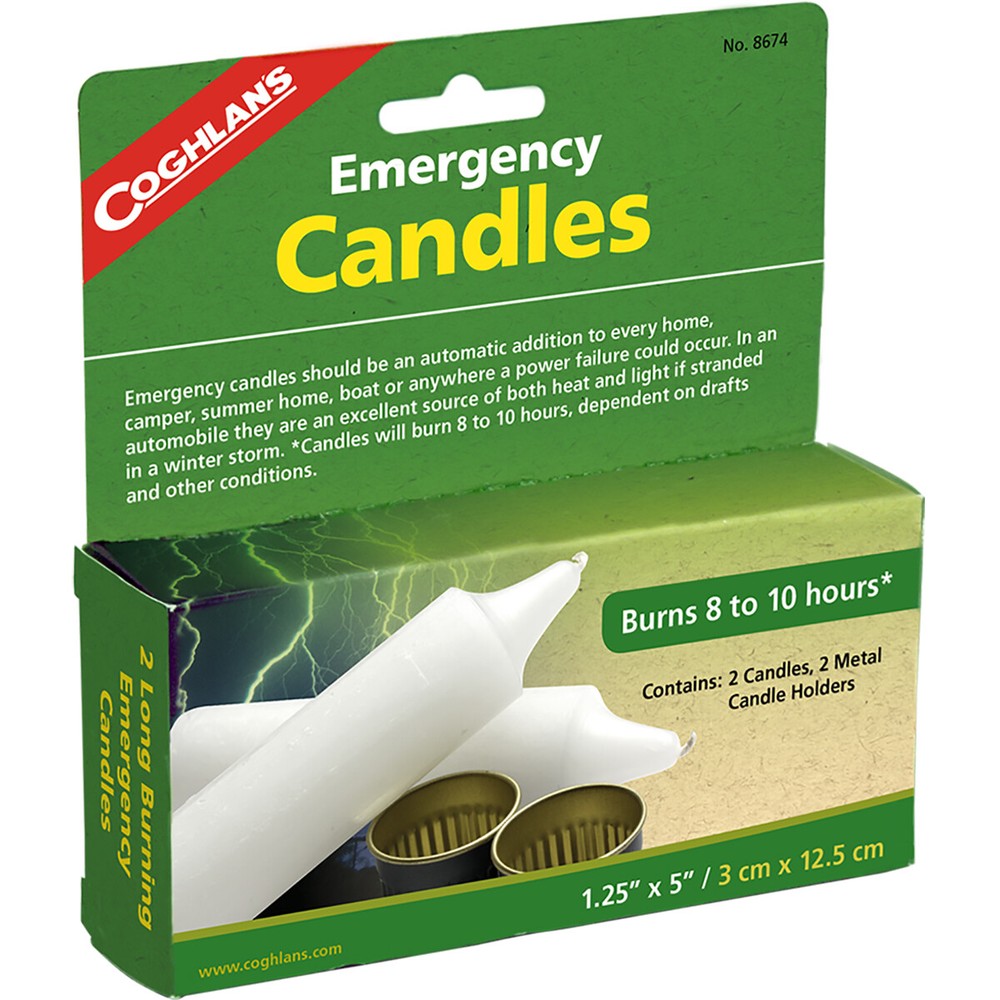 Coghlan’s Long Burning Emergency Candles with Metal Holders (2 Pack), Survival