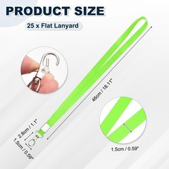25Pcs 18.1″ Polyester Flat Lanyard with Lobster Clasp, Fluorescent Green