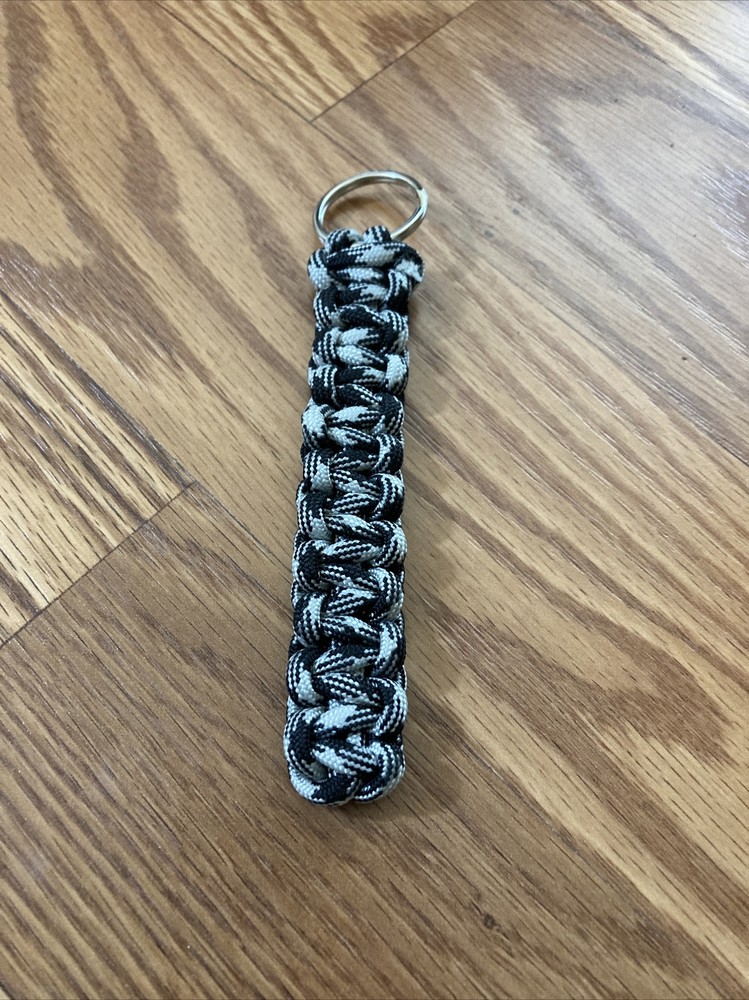 Black & Grey paracord keychain 5.25” Top Quality Stocking Stuffer Gift