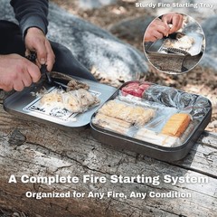 TinFerno Fire Starting Kit – 100pc Starter for Campfires, Large, Black