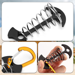 10PCS Black Fishbone Deck Anchor Pegs with Carabiners, Aluminium Deck Tie down T
