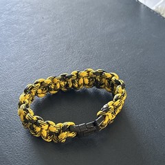 Adjustable Yellow & Black Nylon Paracord Bracelet 8 in with Plastic Buckle