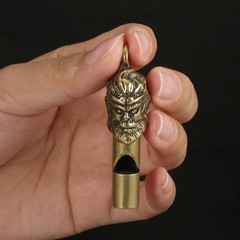 Brass Skull Emergency Whistle Outdoor Survival Safety KeyChain EDC