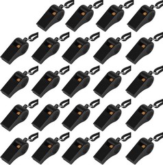 High-Quality Black Whistles with Lanyards – 24 Count for Coaches & Lifeguards