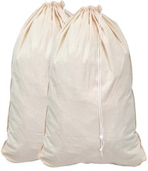 Simple Houseware Extra Large Natural Cotton Laundry Bag, 2 Pack,