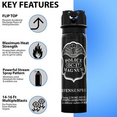 POLICE MAGNUM Pepper Spray 4oz Ounce Flip Top Nylon Holster Defense Protection