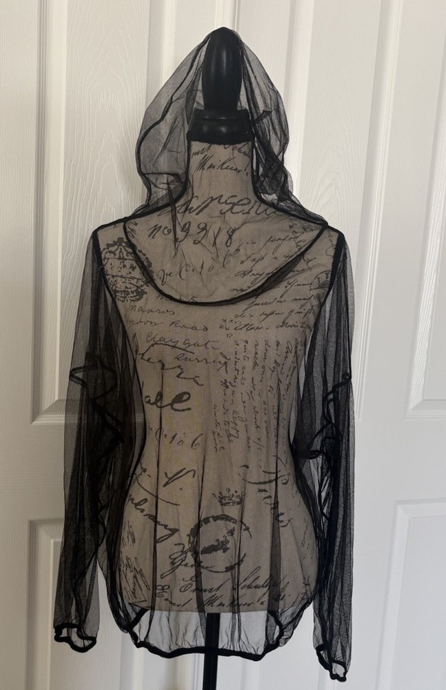 Unisex Outdoor Mosquito Jacket Hooded Lightweight Bug-Proof Black Mesh Net Large