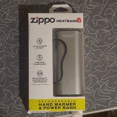 Zippo HeatBank 6 Rechargeable Hand Warmer Power Bank Silver 3 Heat Settings