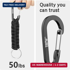 Paracord Keychain Carabiner Key Chain Lanyard Braided with Aluminum Clip D