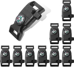 10 Pcs Paracord Buckles Clips Whistle Buckle Compass Fire Starter for Outdoor