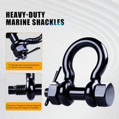 1/4″ Black Bow Shackle (Pin 5/16″, Jaw 15/32″) 2-Pack, 316 Stainless Steel An…