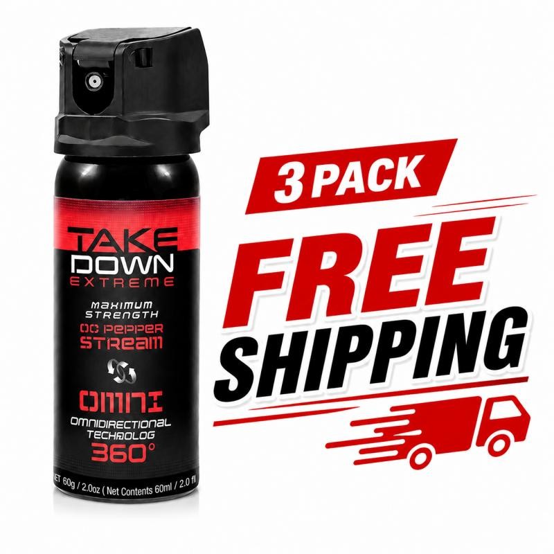 3 pack 360 Omni Pepper Spray Stream Max Strength Self Defense Protection