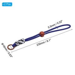 2Pcs Paracord Lanyard Keychain with Spring Ring, Dark Blue