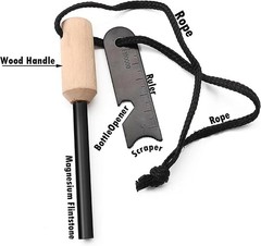 Miyake 4 Pack 5/16 Ferro Rod Fire Starter with Multi Tool Striker Flint and Stee
