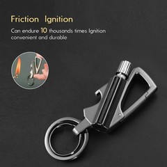 Durable Flint Fire Starter Keychain with Integrated Bottle Opener for Camping