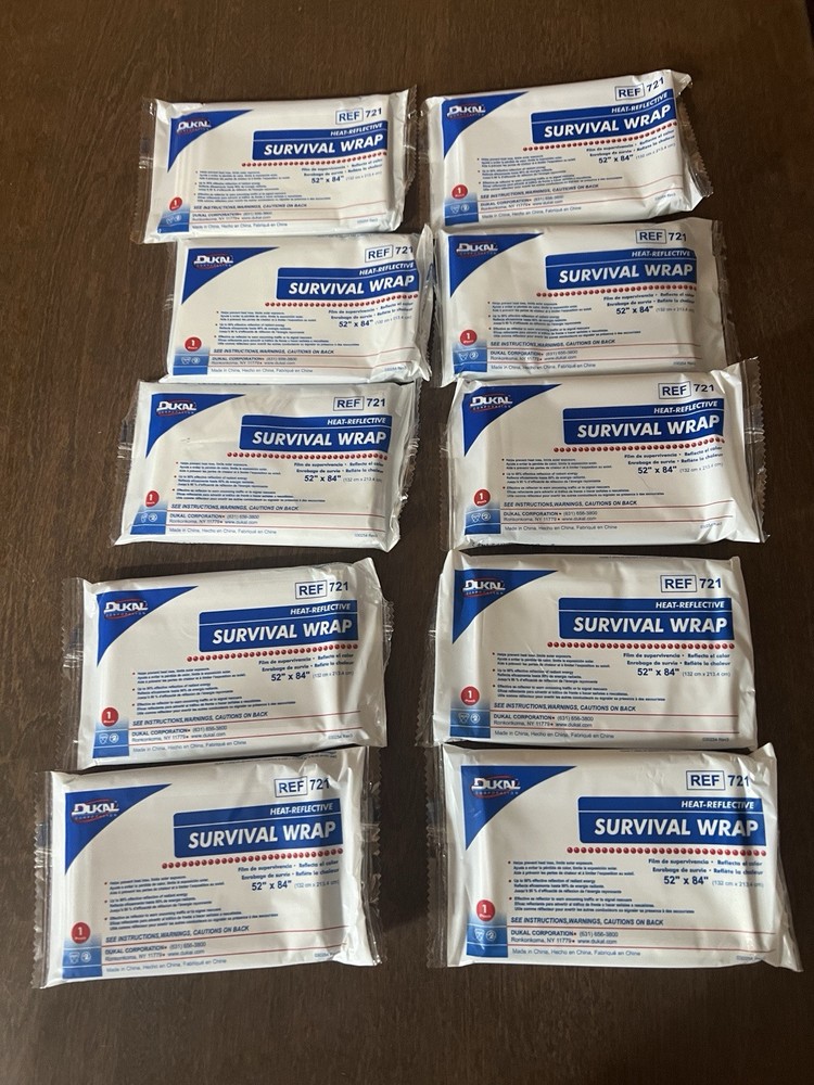 emergency blanket survival wrap Lot Of 10 Heat Reflective 52″x84″ Dukal Corp￼