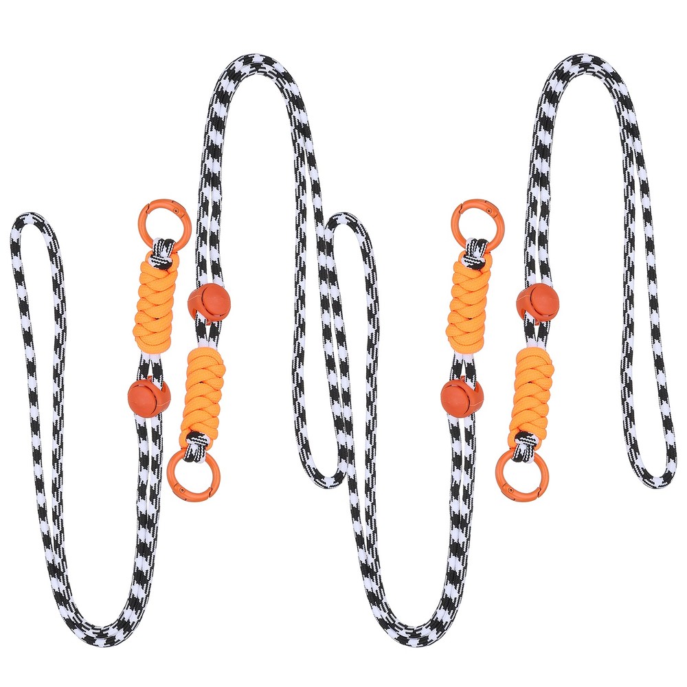 4 Pcs Paracord Lanyard Necklace, Split Ring, Black White Orange