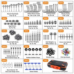 PLUSINNO 264/397pcs 7.9 x 4.3 x 2 inches, 397pcs Fishing Accessories Kit