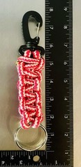 8” Braided Nylon Rope Keychain Fob Locking Carabiner Red Black White Key Ring