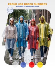 Disposable Adult Rain Ponchos 5 Pack Waterproof Emergency Rain Gear