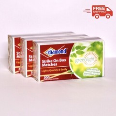DIAMOND STRIKE ON BOX LARGE WOODEN KITCHEN MATCHES GREENLIGHT 3 PACK 900 MATCHES