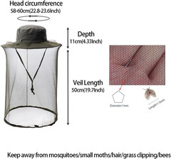 Mosquito Bug Head Net Hat,Veil Mesh Protection Cap,Dog Grooming Gnats Gear | Hid