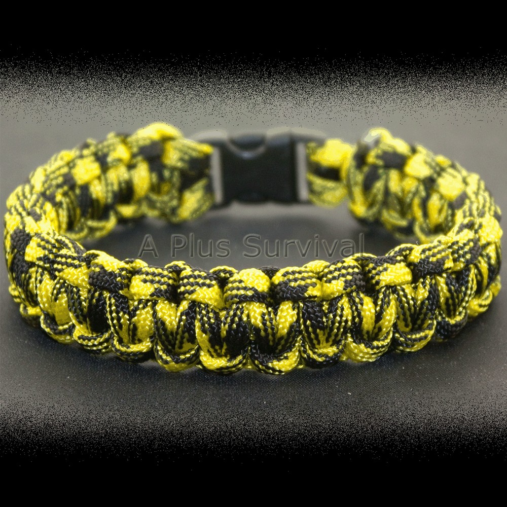 Stryper Yellow Black Paracord Emergency Rope Survival Bracelet – Made in the USA