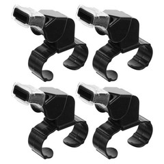 4Pcs Loud Dual Tone Referee Whistles with Finger Ring Black Durable ABS