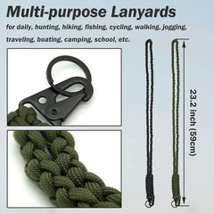 2 Pieces Heavy Duty Paracord Lanyard Braided 550 Necklace Keychains Whistles Wri