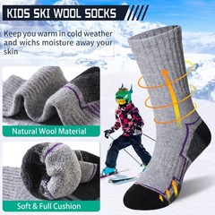 DoSmart Kids Hiking Walking Socks Boys Girls Toddlers 13-15 Years, Grey