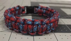 Paracord Bracelet Red White Blue Cord With Black Buckle
