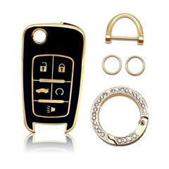 Vrasly Compatible with Chevy Key Fob Cover with Keychain Lanyard Black