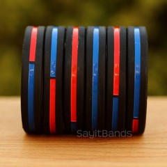 Set of CHILD Combined Thin Red & Blue Line Wristbands – Firefighter Police Lot