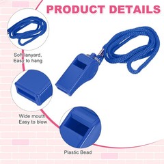 Plastic Whistles with Lanyard, 36 Pcs&Blue-Fitting for (Coaches/Referee)