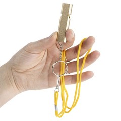 Two Hygienic Signal Whistles, Whistle in Silver and Gold with Keys…