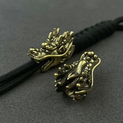 Retro Brass Dragon head beads keychain DIY accessories paracord beads