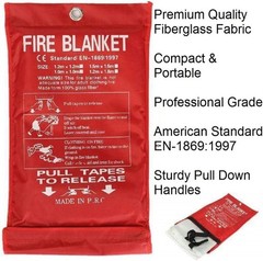 XL 59″x59″ Fire Blanket for Home – Emergency Fire Retardant Fiberglass