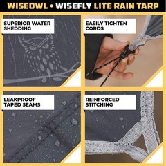 Wise Owl Outfitters Hammock Rain Fly – Waterproof Standard (26 oz), Gray