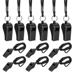 Plastic Whistles with Lanyard, 12 Pcs&Black-Fitting for (Coaches/Referee)