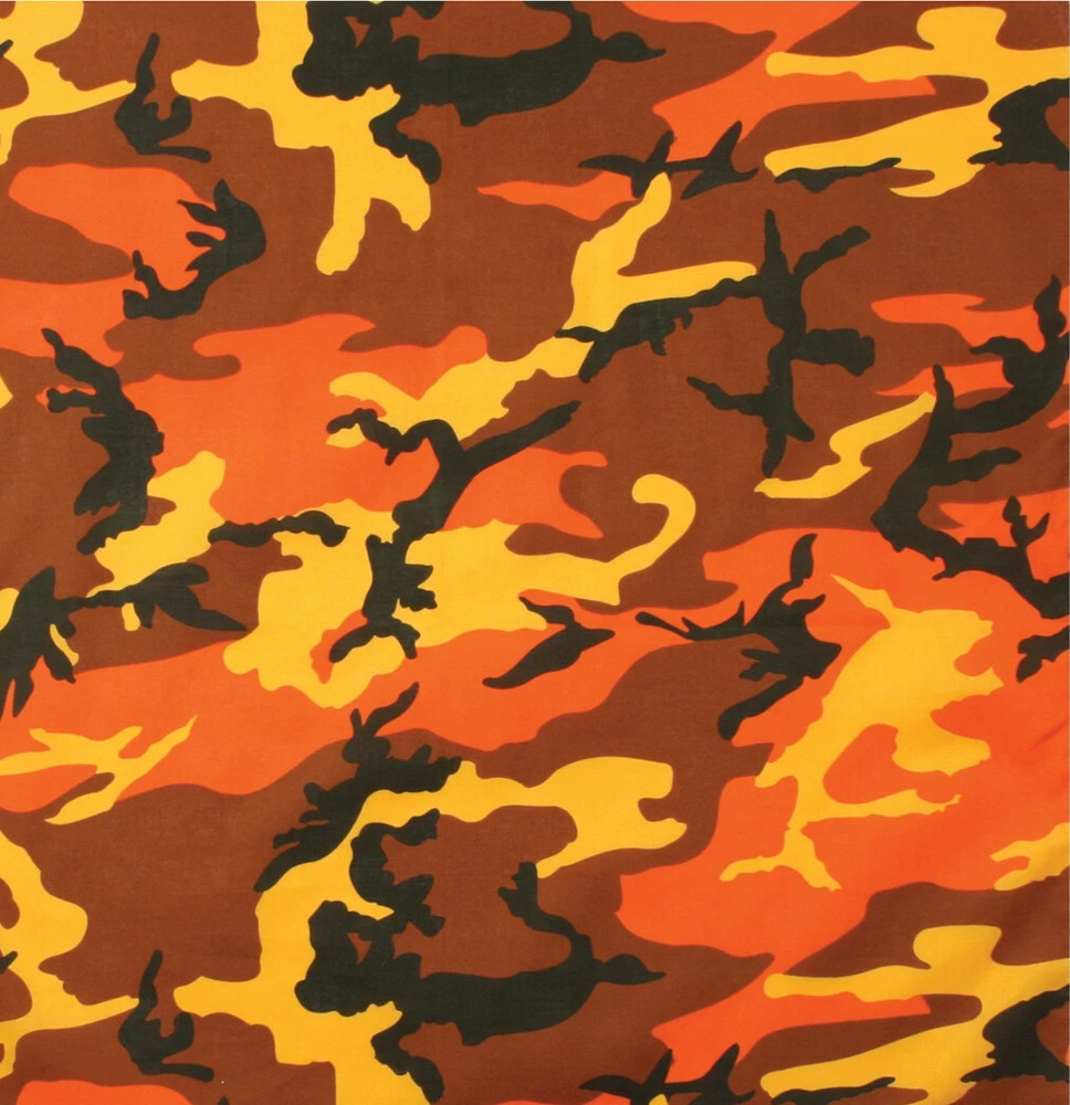 2 ORANGE CAMO BANDANA 22×22″ Rothco survival bug out bag party favor 4162 UGET2