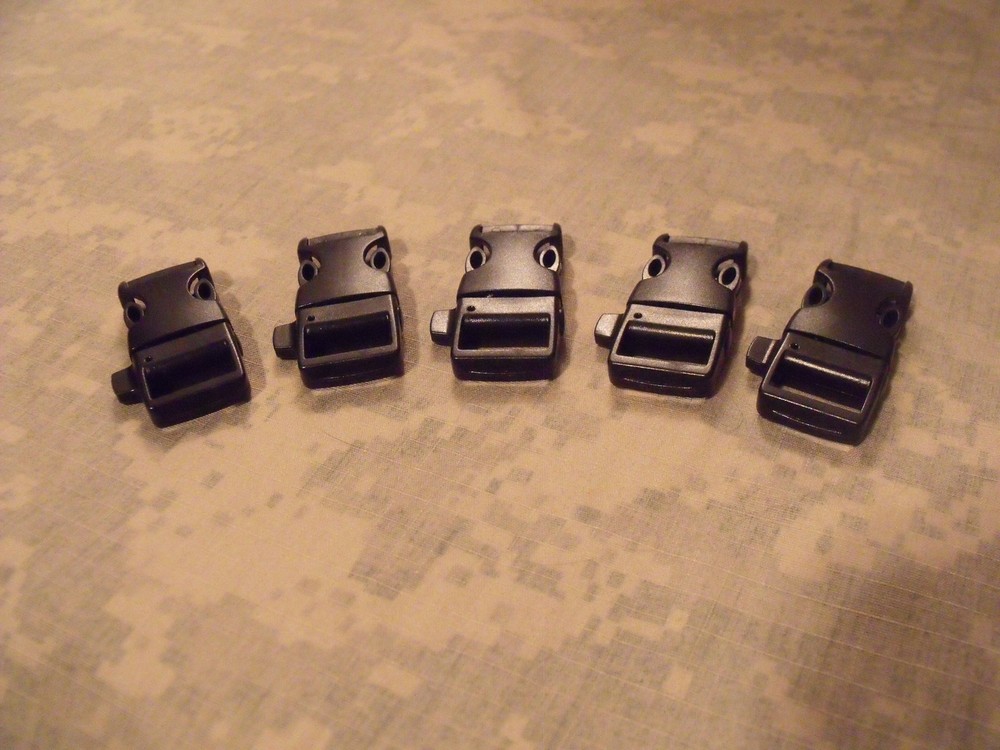 (5) 5/8″ Side Release Buckle w/Whistle, Black, Straight – Bracelets and gear!