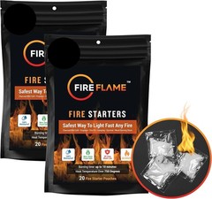Fireflame Quick Waterproof Fire Starter – 40 Odorless Pouches for BBQ & Campfire